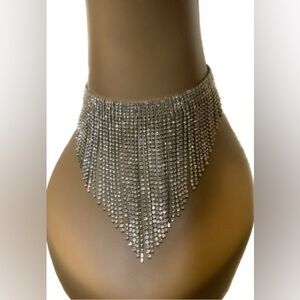 Rhinestone Statement Fringe Necklace